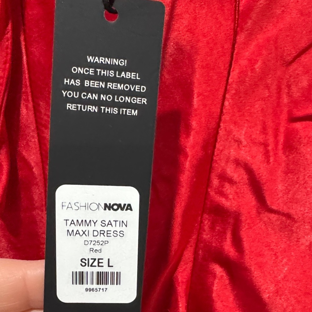 NWT Red Satin Ruffle Strap Evening Dress - Picture 5 of 5